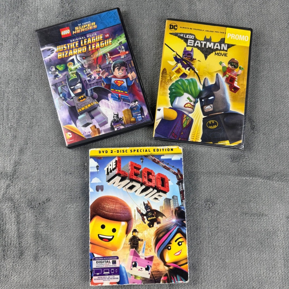 Lego Movie DVD Lot 3 Pack Batman Justice League Bizarro League Special Edition
